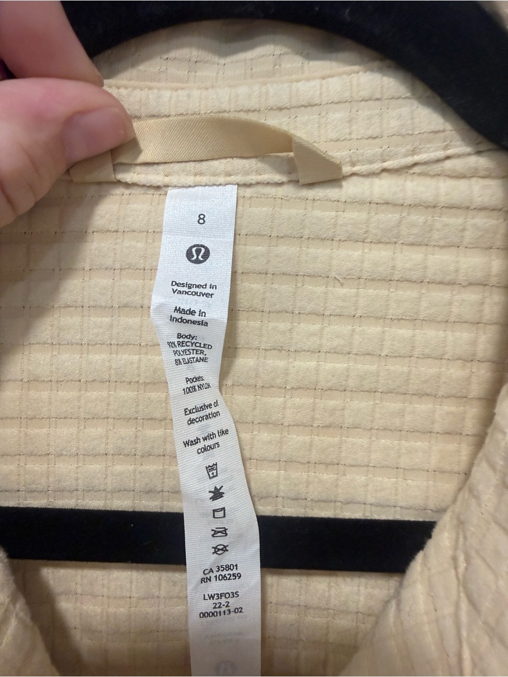 Lululemon Jacket Women Sz 8 beige Grid Fleece Hiking Overshirt Snap Pocket Trail - Picture 4 of 7